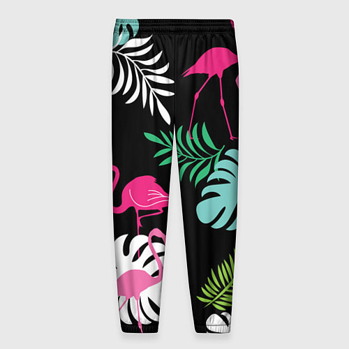 Мужские брюки Фламинго с цветами / 3D-принт – фото 2