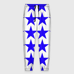 Брюки на резинке мужские Синие звёзды на белом фоне, цвет: 3D-принт