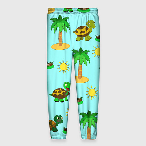 Мужские брюки Черепашки и пальмы / 3D-принт – фото 2