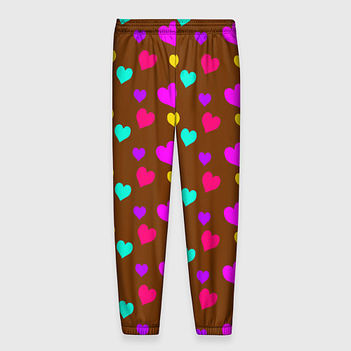 Мужские брюки Сердечки разноцветные / 3D-принт – фото 2