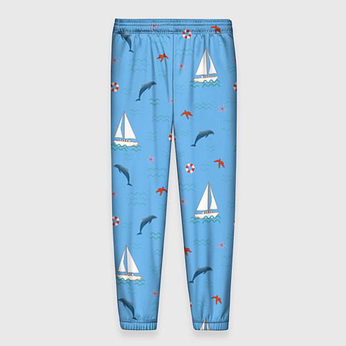 Мужские брюки Море, дельфины, парусник / 3D-принт – фото 2