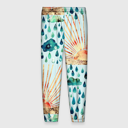 Мужские брюки Осенний паттерн: Дождь и солнце / 3D-принт – фото 2