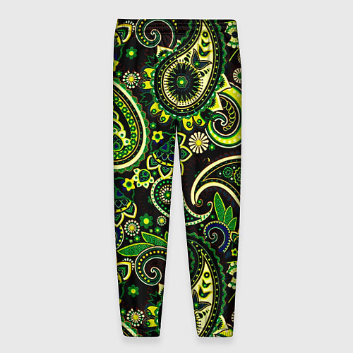 Мужские брюки Ярко зеленые славянские узоры / 3D-принт – фото 2