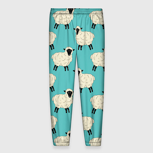 Мужские брюки Овечки паттерн на бирюзовом / 3D-принт – фото 2