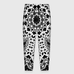 Брюки на резинке мужские Черно-белый орнамент, цвет: 3D-принт