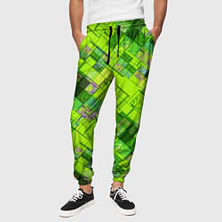 Брюки на резинке мужские Ярко-зеленый абстрактный узор, цвет: 3D-принт — фото 2