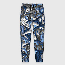 Брюки на резинке мужские Синий камуфляж с щупальцами, цвет: 3D-принт