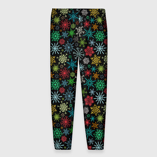 Мужские брюки Разноцветные Снежинки / 3D-принт – фото 2