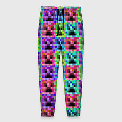 Брюки на резинке мужские МАЙНКРАФТ MINECRAFT ЦВЕТНЫЕ КРИПЕРЫ, цвет: 3D-принт