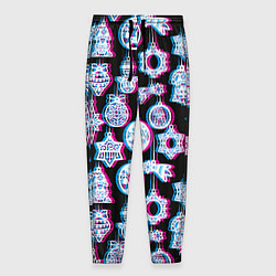 Брюки на резинке мужские Новогодний глюк, цвет: 3D-принт