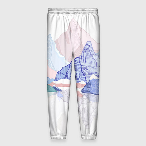 Мужские брюки Разноцветные пастельные оттенки гор в отражении во / 3D-принт – фото 2