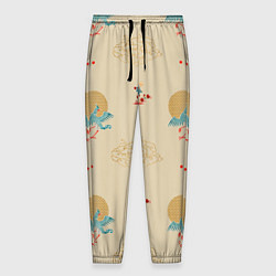 Брюки на резинке мужские Китайский орнамент Феникс, цвет: 3D-принт