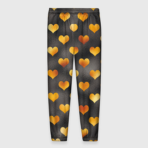 Мужские брюки Сердечки Gold and Black / 3D-принт – фото 2