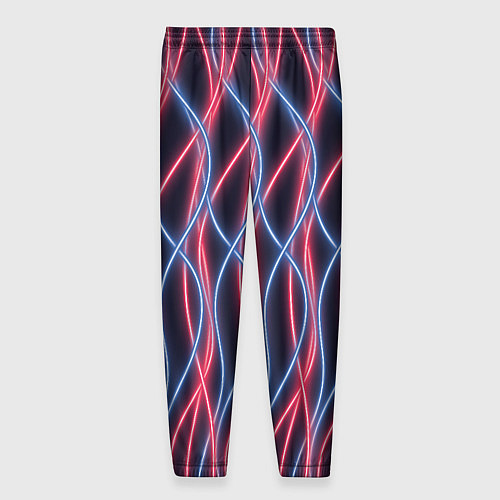 Мужские брюки Неоновые волны Розовый и голубой на темном фоне / 3D-принт – фото 2