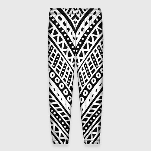 Мужские брюки Абстракция черно-белая Волны, полосы, вензеля Моно / 3D-принт – фото 2