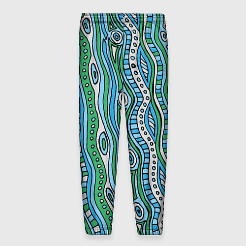 Мужские брюки Разноцветная абстракция в стиле дудл Волны, линии, / 3D-принт – фото 2