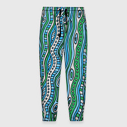 Мужские брюки Разноцветная абстракция в стиле дудл Волны, линии,