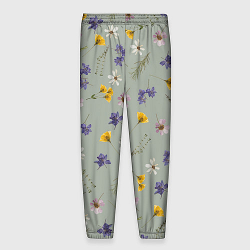 Мужские брюки Простой цветочный принт на зеленом фоне / 3D-принт – фото 2