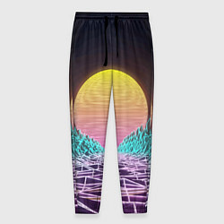 Мужские брюки Vaporwave Закат солнца в горах Neon