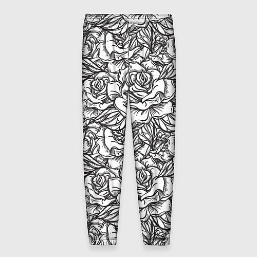 Мужские брюки Цветы Много Белых Роз / 3D-принт – фото 2