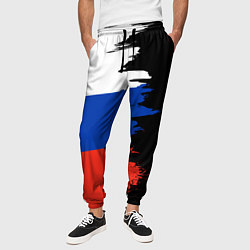Брюки на резинке мужские Российский триколор на темном фоне, цвет: 3D-принт — фото 2