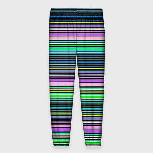 Мужские брюки Яркие неоновые тонкие полосы / 3D-принт – фото 2