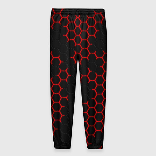 Мужские брюки НАНОКОСТЮМ Black and Red Hexagon Гексагоны / 3D-принт – фото 2