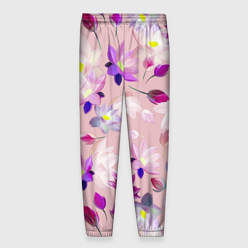 Мужские брюки Цветы Разноцветные Лотосы / 3D-принт – фото 2