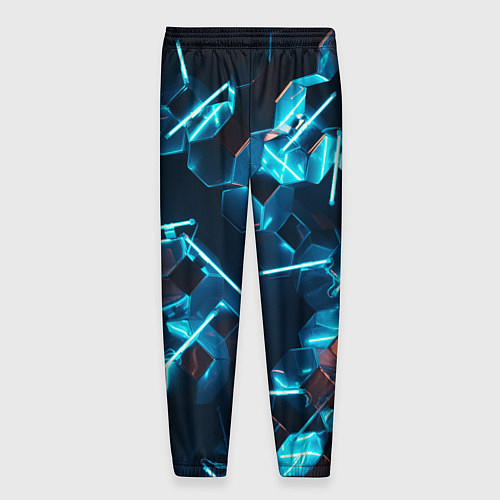 Мужские брюки Неоновые фигуры с лазерами - Голубой / 3D-принт – фото 2