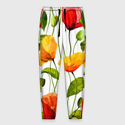 Мужские брюки Волнообразный узор из цветков мака Лето