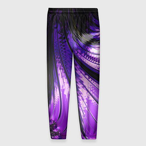 Мужские брюки Неоновый фрактал черный с фиолетовым Абстракция / 3D-принт – фото 2