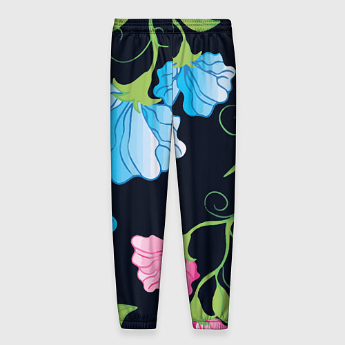 Мужские брюки Яркие удивительные цветы в летней ночи / 3D-принт – фото 2