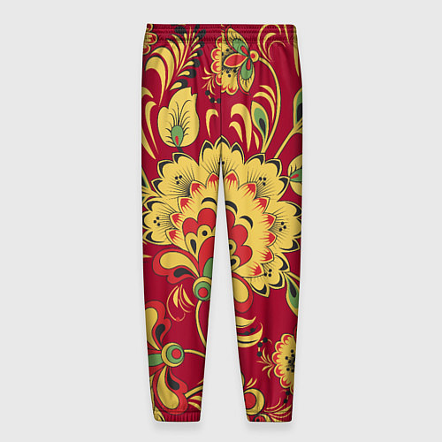 Мужские брюки Хохломская Роспись Цветы На красном Фоне / 3D-принт – фото 2