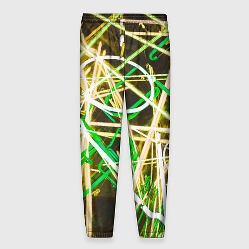 Мужские брюки Неоновые хаотичные линии и буквы - Жёлтый / 3D-принт – фото 2