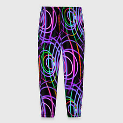 Мужские брюки Неоновые круги и линии - Фиолетовый