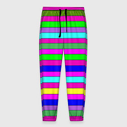 Брюки на резинке мужские Multicolored neon bright stripes, цвет: 3D-принт