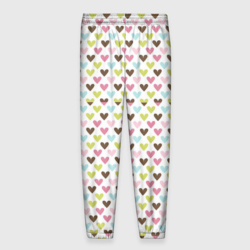 Мужские брюки Разноцветные светлые сердечки / 3D-принт – фото 2