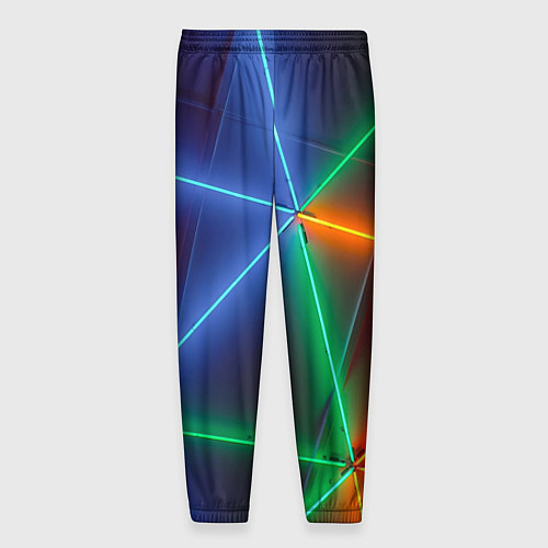 Мужские брюки Неоновые лучи разных цветов - Синий / 3D-принт – фото 2