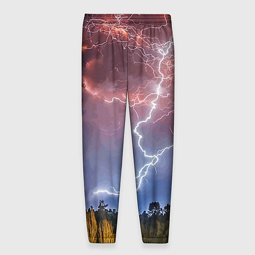 Мужские брюки Грозовые разряды молний над лесом / 3D-принт – фото 2