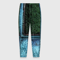 Мужские брюки Абстрактные лёд и трава - Синезелёный