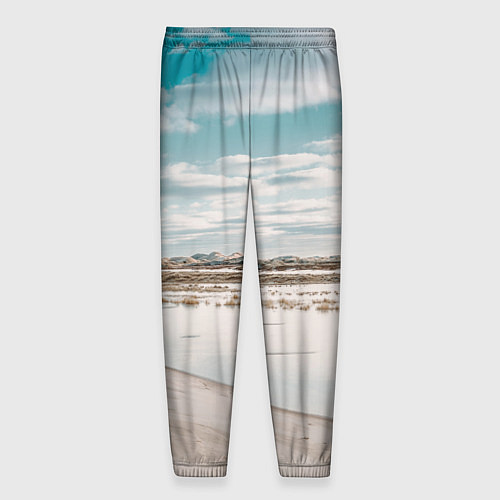 Мужские брюки Песочный пляж и водоём - Белый / 3D-принт – фото 2