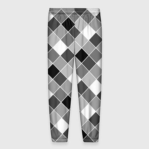 Мужские брюки Черно-белый клетчатый узор / 3D-принт – фото 2
