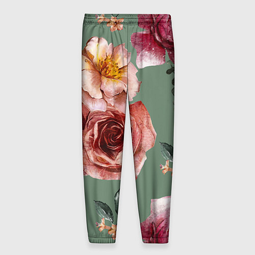 Мужские брюки Цветы Нарисованные Розы и Пионы / 3D-принт – фото 2