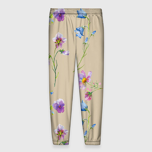 Мужские брюки Нарисованные Цветы Колокольчики и Пчёлы / 3D-принт – фото 2