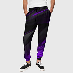 Брюки на резинке мужские Черно-фиолетовая геометрическая абстракция, цвет: 3D-принт — фото 2