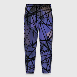 Брюки на резинке мужские Blue with black stripes pattern, цвет: 3D-принт