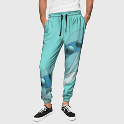 Брюки на резинке мужские Голубая геометрическая абстракция Круги и сферы Го, цвет: 3D-принт — фото 2