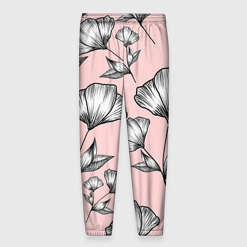 Мужские брюки Графичные цветы на пудровом фоне / 3D-принт – фото 2