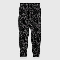 Мужские брюки Белые контуры тропических листьев на черном