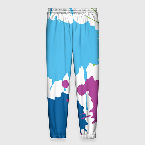 Мужские брюки Цветные кляксы на белом фоне / 3D-принт – фото 2